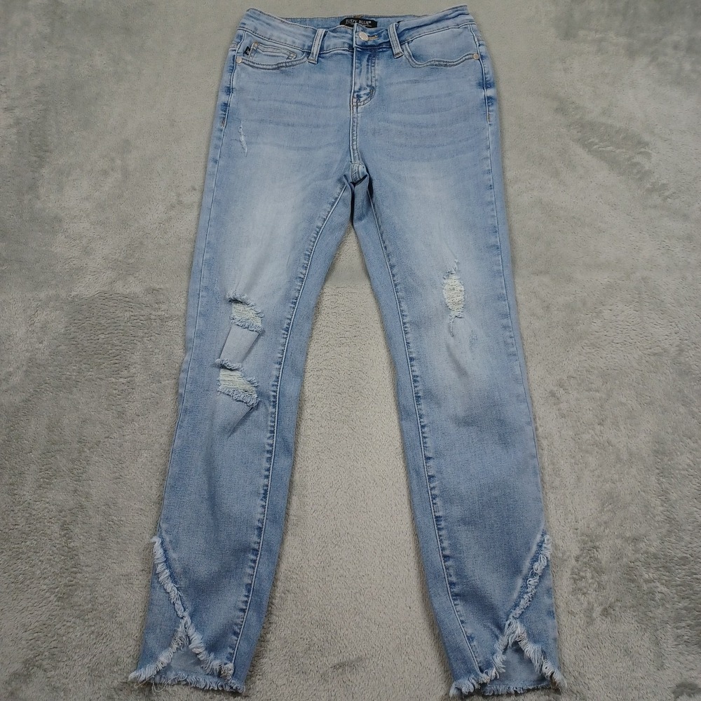 Judy Blue Jeans Womens 27 Blue Denim Skinny Fit‎ Distressed Preppy Modern A4